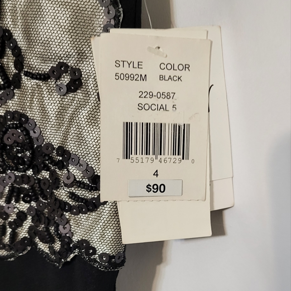 J. Taylor Women's Black NWT Sequins Sleeveless Formal Mini Dress Size 4 (Small) - Picture 6 of 13